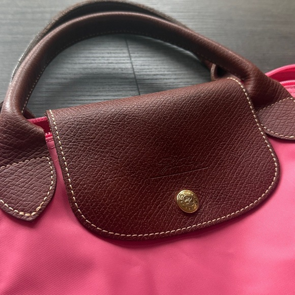Longchamp Le Pliage XL Travel Tote Hot Pink Nylon Leather Trim Vintage - Picture 2 of 10